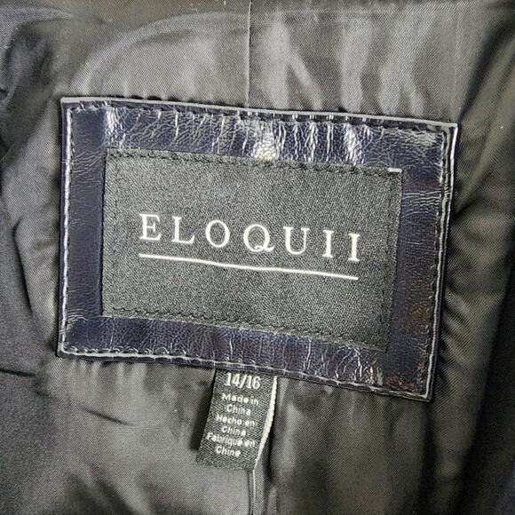 NWT Eloquii Faux Leather Longline Trenchcoat Black Double Breasted 14/16 - Picture 6 of 11